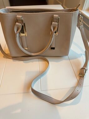 Miztique Taupe Pebbled Satchel with Gold Hardware
